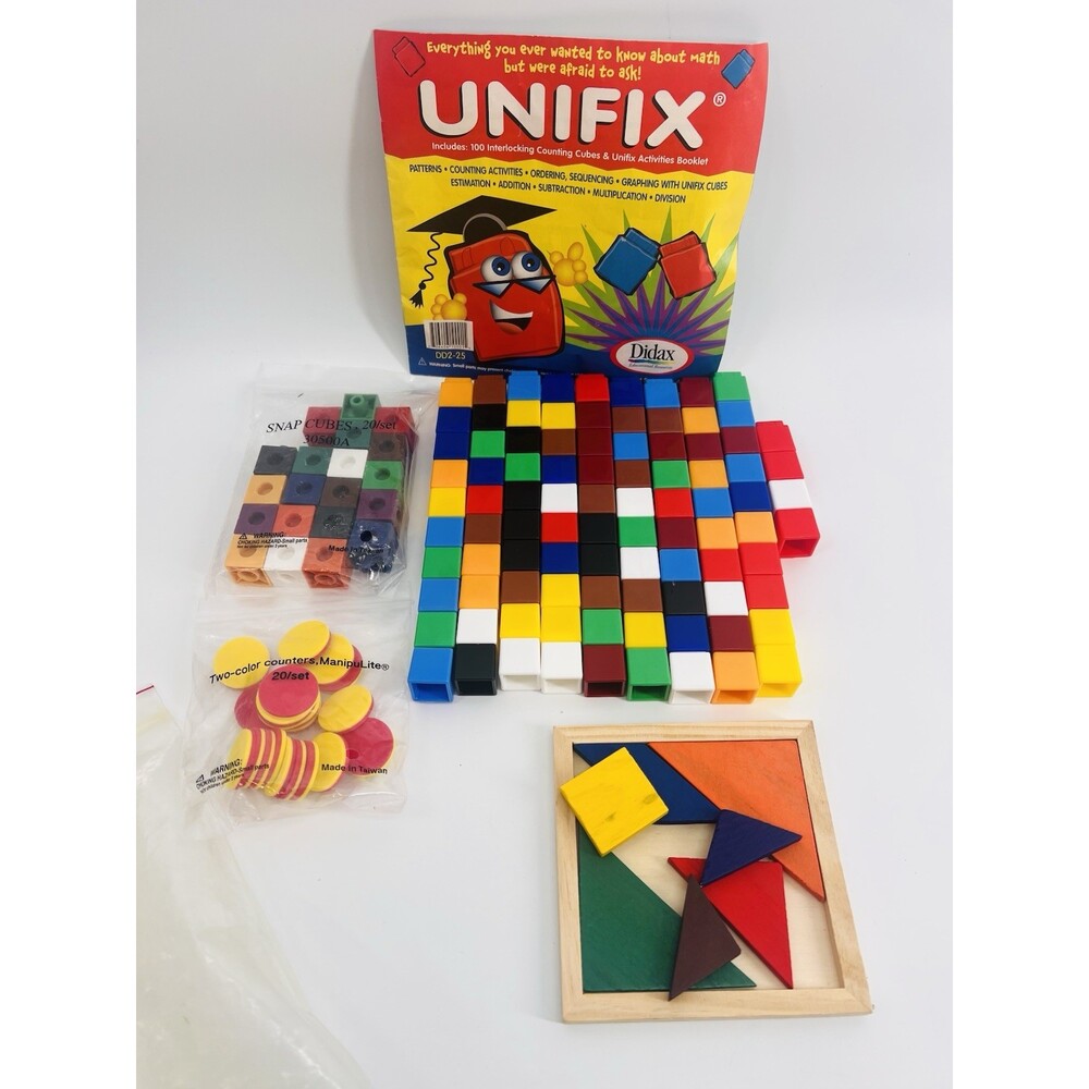 Mathematics Activities Kit for Home Schooling  Unifix Cubes 94+ Lot Vintage